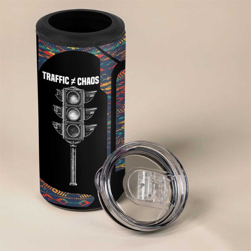 Garrett Morgan 4 in 1 Can Cooler Tumbler with Full Body Portrait, Stop Wait Go Quote, Traffic Light Design - African Pride