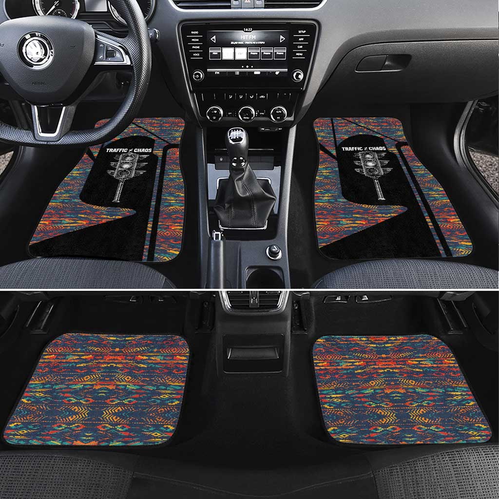 Garrett Morgan Car Mats with Full Body Portrait, Stop Wait Go Quote, Traffic Light Design - African Pride