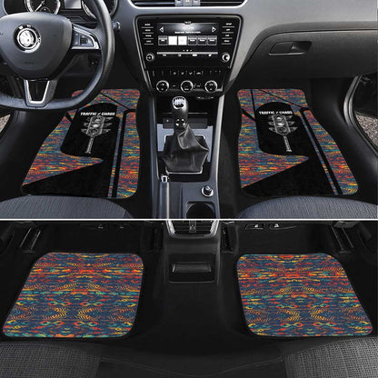 Garrett Morgan Car Mats with Full Body Portrait, Stop Wait Go Quote, Traffic Light Design - African Pride