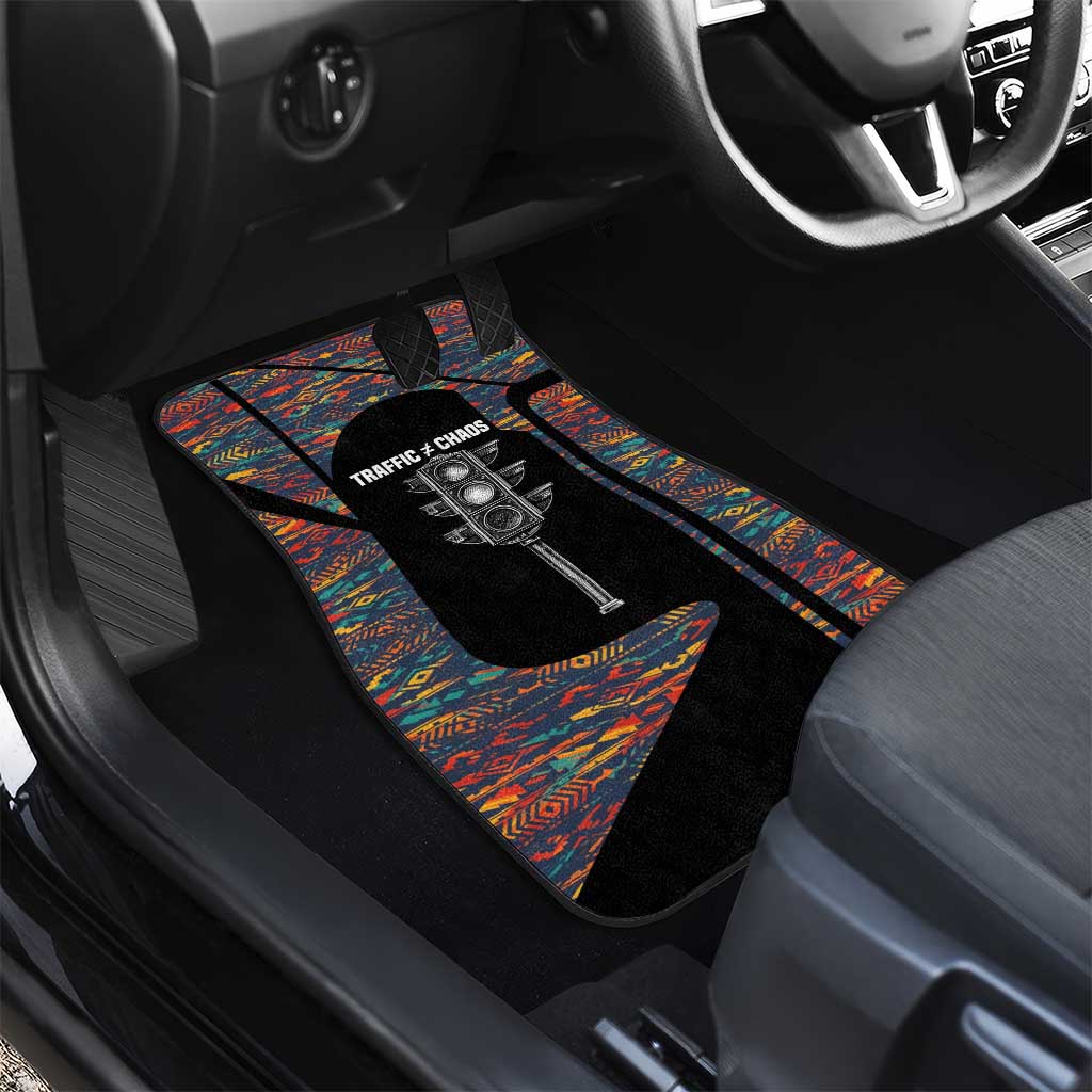 Garrett Morgan Car Mats with Full Body Portrait, Stop Wait Go Quote, Traffic Light Design - African Pride