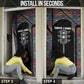 Garrett Morgan Door Cover with Full Body Portrait, Stop Wait Go Quote, Traffic Light Design - African Pride