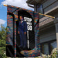 Garrett Morgan Garden Flag with Full Body Portrait, Stop Wait Go Quote, Traffic Light Design - African Pride