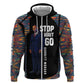 Garrett Morgan Hoodie with Full Body Portrait, Stop Wait Go Quote, Traffic Light Design - African Pride