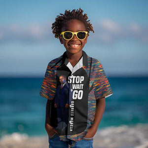 Garrett Morgan Kid Hawaiian Shirt with Full Body Portrait, Stop Wait Go Quote, Traffic Light Design - African Pride