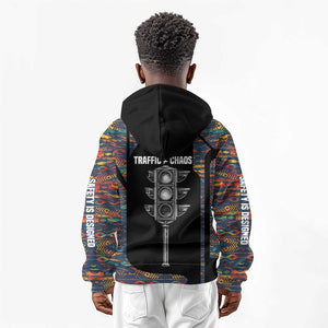 Garrett Morgan Kid Hoodie with Full Body Portrait, Stop Wait Go Quote, Traffic Light Design - African Pride