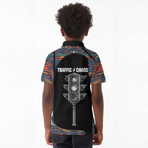 Garrett Morgan Kid Polo Shirt with Full Body Portrait, Stop Wait Go Quote, Traffic Light Design - African Pride