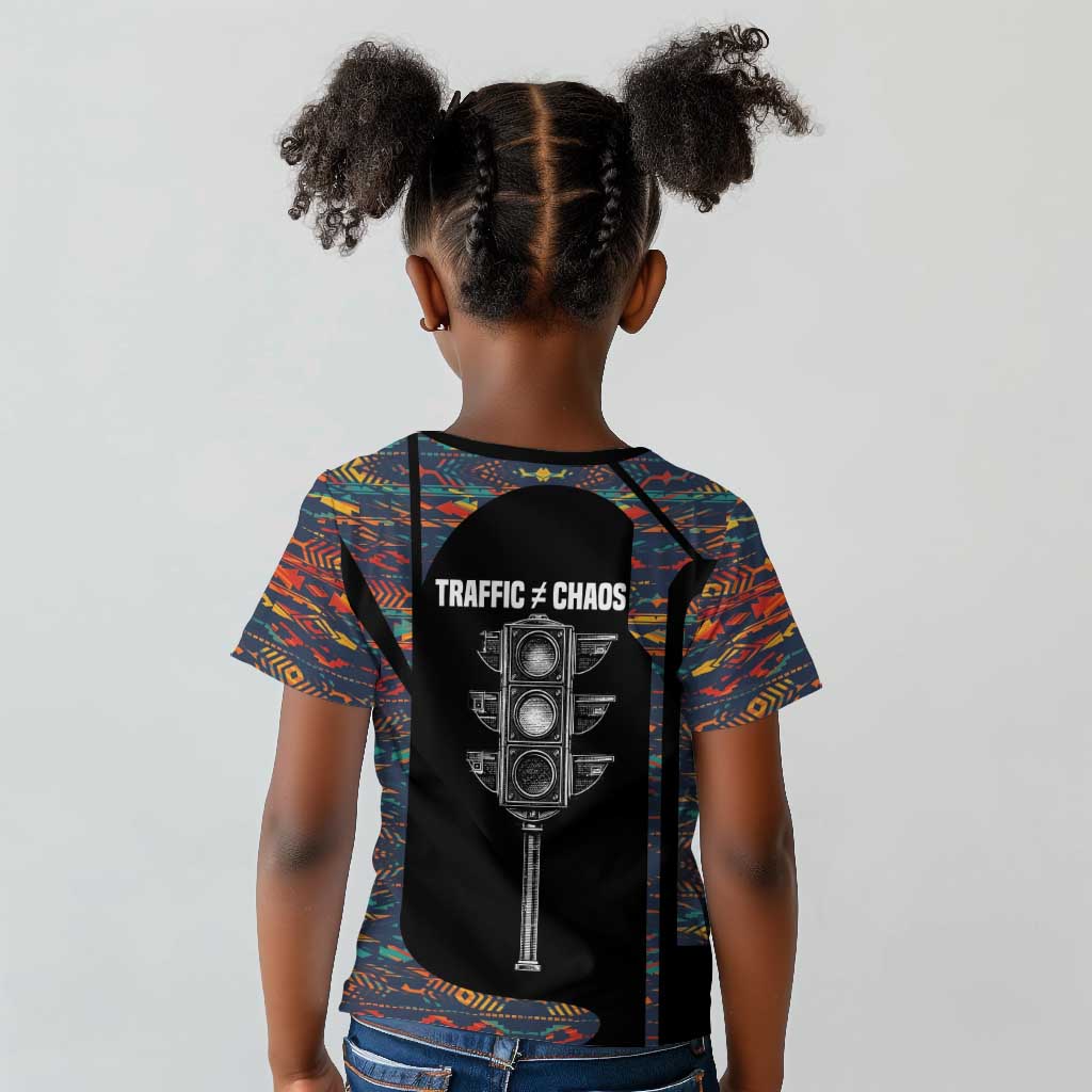 Garrett Morgan Kid T shirt with Full Body Portrait, Stop Wait Go Quote, Traffic Light Design - African Pride