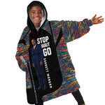Garrett Morgan Kid Wearable Blanket Hoodie with Full Body Portrait, Stop Wait Go Quote, Traffic Light Design - African Pride