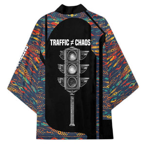 Garrett Morgan Kimono with Full Body Portrait, Stop Wait Go Quote, Traffic Light Design - African Pride