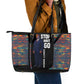 Garrett Morgan Leather Tote Bag with Full Body Portrait, Stop Wait Go Quote, Traffic Light Design - African Pride