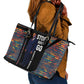 Garrett Morgan Leather Tote Bag with Full Body Portrait, Stop Wait Go Quote, Traffic Light Design - African Pride