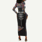 Garrett Morgan Long Sleeve Bodycon Dress with Full Body Portrait, Stop Wait Go Quote, Traffic Light Design - African Pride