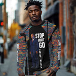 Garrett Morgan Long Sleeve Shirt with Full Body Portrait, Stop Wait Go Quote, Traffic Light Design - African Pride