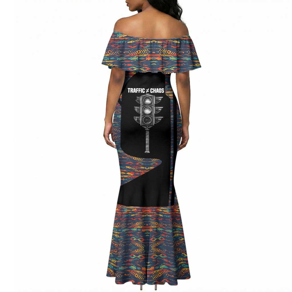 Garrett Morgan Mermaid Dress with Full Body Portrait, Stop Wait Go Quote, Traffic Light Design - African Pride