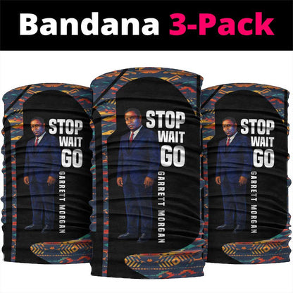 Garrett Morgan Neck Gaiter with Full Body Portrait, Stop Wait Go Quote, Traffic Light Design - African Pride