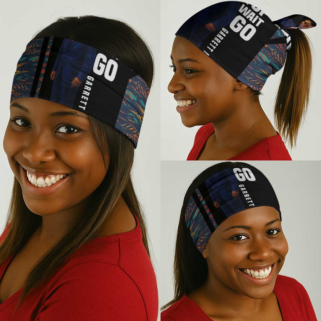 Garrett Morgan Neck Gaiter with Full Body Portrait, Stop Wait Go Quote, Traffic Light Design - African Pride