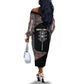 Garrett Morgan Off The Shoulder Long Sleeve Dress with Full Body Portrait, Stop Wait Go Quote, Traffic Light Design - African Pride