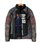 Garrett Morgan Padded Jacket with Full Body Portrait, Stop Wait Go Quote, Traffic Light Design - African Pride