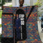 Garrett Morgan Quilt with Full Body Portrait, Stop Wait Go Quote, Traffic Light Design - African Pride