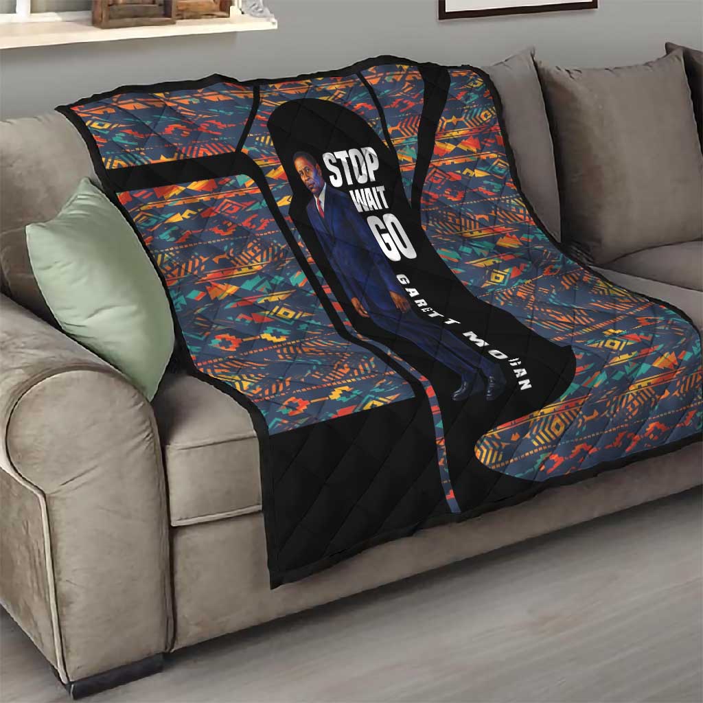 Garrett Morgan Quilt with Full Body Portrait, Stop Wait Go Quote, Traffic Light Design - African Pride