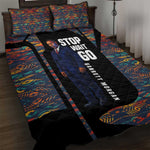Garrett Morgan Quilt Bed Set with Full Body Portrait, Stop Wait Go Quote, Traffic Light Design - African Pride
