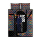 Garrett Morgan Quilt Bed Set with Full Body Portrait, Stop Wait Go Quote, Traffic Light Design - African Pride