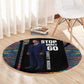 Garrett Morgan Round Carpet with Full Body Portrait, Stop Wait Go Quote, Traffic Light Design - African Pride