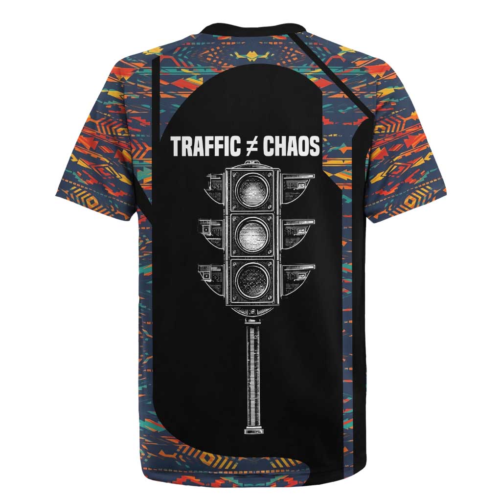 Garrett Morgan Rugby Jersey with Full Body Portrait, Stop Wait Go Quote, Traffic Light Design - African Pride