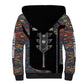 Garrett Morgan Sherpa Hoodie with Full Body Portrait, Stop Wait Go Quote, Traffic Light Design - African Pride