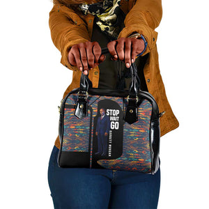 Garrett Morgan Shoulder Handbag with Full Body Portrait, Stop Wait Go Quote, Traffic Light Design - African Pride