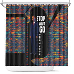 Garrett Morgan Shower Curtain with Full Body Portrait, Stop Wait Go Quote, Traffic Light Design - African Pride