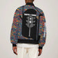 Garrett Morgan Sleeve Zip Bomber Jacket with Full Body Portrait, Stop Wait Go Quote, Traffic Light Design - African Pride