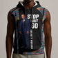 Garrett Morgan Sleeveless Hoodie with Full Body Portrait, Stop Wait Go Quote, Traffic Light Design - African Pride