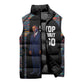 Garrett Morgan Sleeveless Puffer Jacket with Full Body Portrait, Stop Wait Go Quote, Traffic Light Design - African Pride