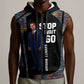 Garrett Morgan Sleeveless Zip Hoodie with Full Body Portrait, Stop Wait Go Quote, Traffic Light Design - African Pride