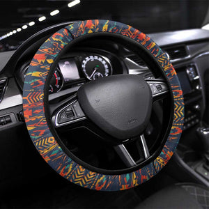 Garrett Morgan Steering Wheel Cover with Full Body Portrait, Stop Wait Go Quote, Traffic Light Design - African Pride