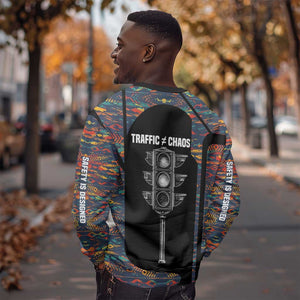 Garrett Morgan Sweatshirt with Full Body Portrait, Stop Wait Go Quote, Traffic Light Design - African Pride