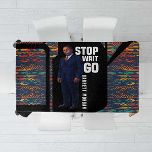 Garrett Morgan Tablecloth with Full Body Portrait, Stop Wait Go Quote, Traffic Light Design - African Pride