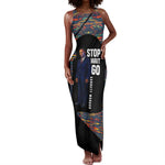 Garrett Morgan Tank Maxi Dress with Full Body Portrait, Stop Wait Go Quote, Traffic Light Design - African Pride