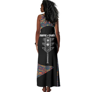Garrett Morgan Tank Maxi Dress with Full Body Portrait, Stop Wait Go Quote, Traffic Light Design - African Pride