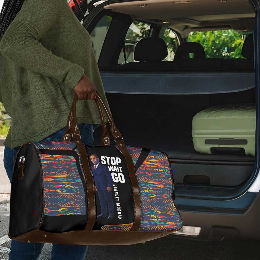 Garrett Morgan Travel Bag with Full Body Portrait, Stop Wait Go Quote, Traffic Light Design - African Pride