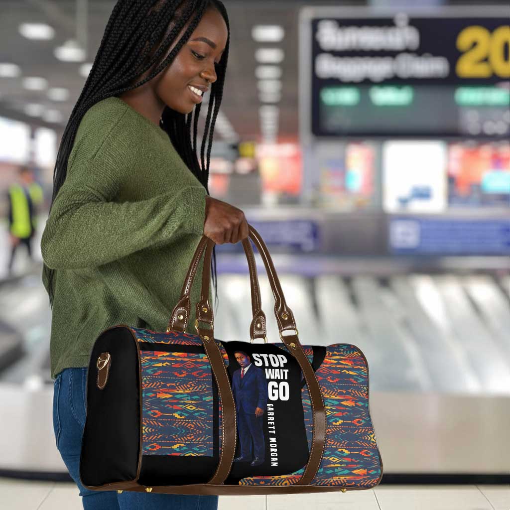 Garrett Morgan Travel Bag with Full Body Portrait, Stop Wait Go Quote, Traffic Light Design - African Pride