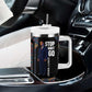 Garrett Morgan Tumbler With Handle with Full Body Portrait, Stop Wait Go Quote, Traffic Light Design - African Pride