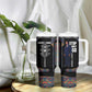 Garrett Morgan Tumbler With Handle with Full Body Portrait, Stop Wait Go Quote, Traffic Light Design - African Pride