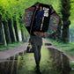 Garrett Morgan Umbrella with Full Body Portrait, Stop Wait Go Quote, Traffic Light Design - African Pride