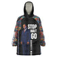 Garrett Morgan Wearable Blanket Hoodie with Full Body Portrait, Stop Wait Go Quote, Traffic Light Design - African Pride