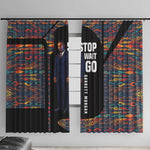 Garrett Morgan Window Curtain with Full Body Portrait, Stop Wait Go Quote, Traffic Light Design - African Pride