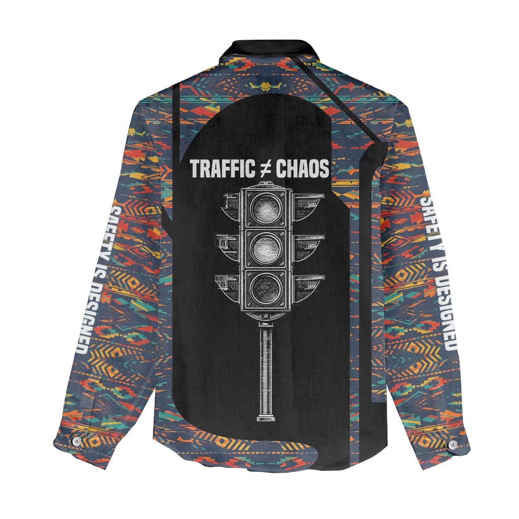Garrett Morgan Women Casual Shirt with Full Body Portrait, Stop Wait Go Quote, Traffic Light Design - African Pride