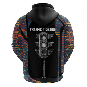 Garrett Morgan Zip Hoodie with Full Body Portrait, Stop Wait Go Quote, Traffic Light Design - African Pride