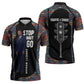 Garrett Morgan Zipper Polo Shirt with Full Body Portrait, Stop Wait Go Quote, Traffic Light Design - African Pride